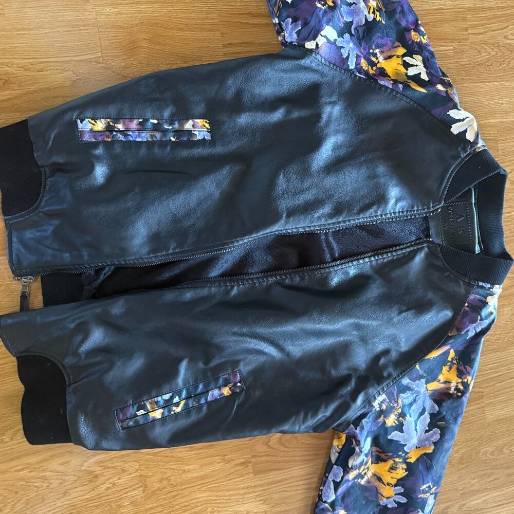 A.K Collection Black Leather Bomber Jacket Size XL cham_1491